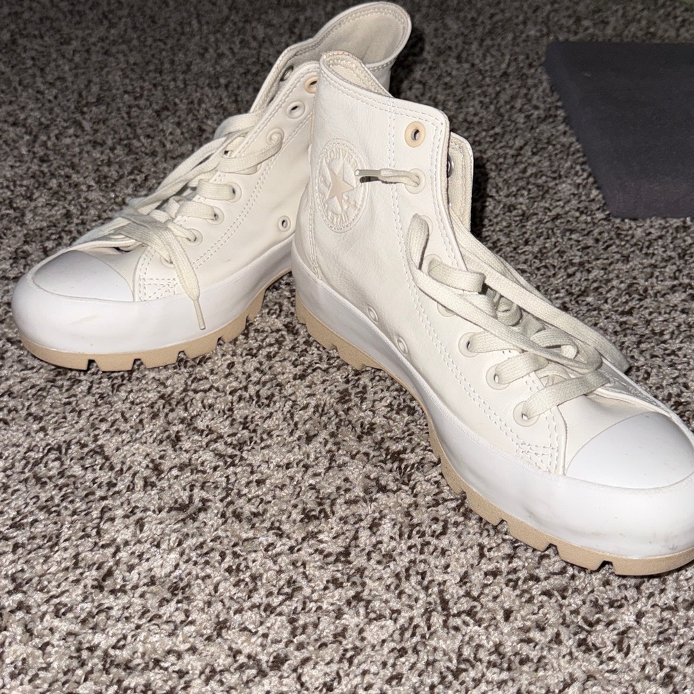 Converse Cream Platform High-Top Sneakers